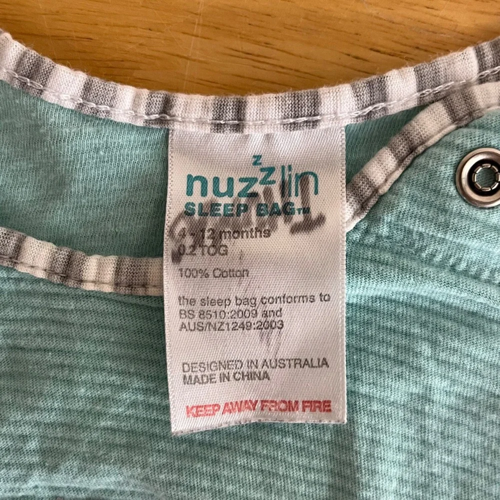 Nuzzlin Baby Sleep Bag Teal Striped Hedgehog Sleeveless Wearable Blanket
